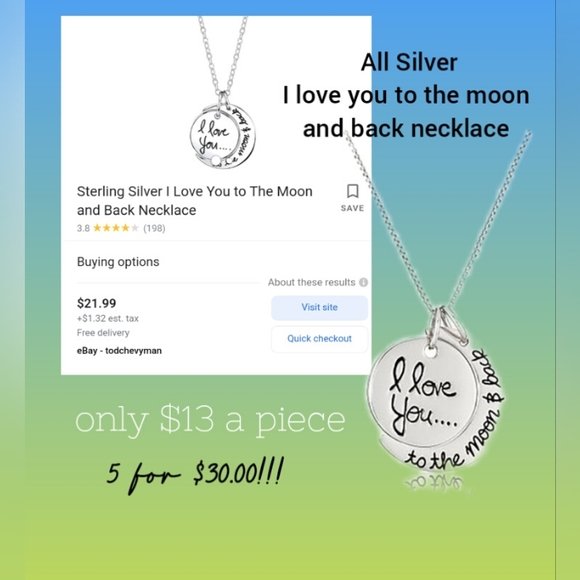 Silver necklace I love you to the moon and back - Picture 2 of 2